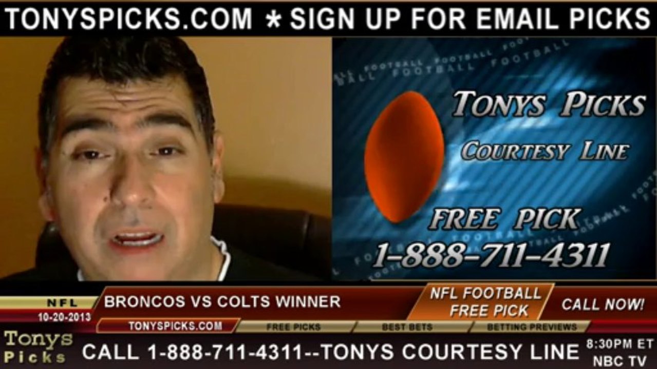 Indianapolis Colts vs. Denver Broncos Pick Prediction NFL Pro Football Odds Preview 10-20-2013