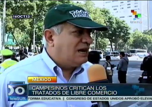 Campesinos mexicanos protestan en contra del Tratado de Libre Comercio