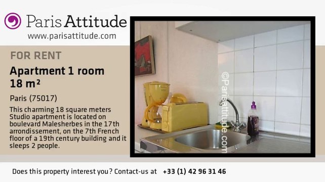 Studio Apartment for rent - Pereire, Paris - Ref. 3002