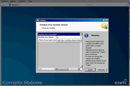 Bureau comptable-création d'un dossier ciel compta libérale.