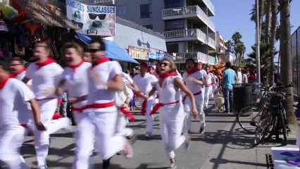 Running Of The Bulls Prank At Venice Beach
