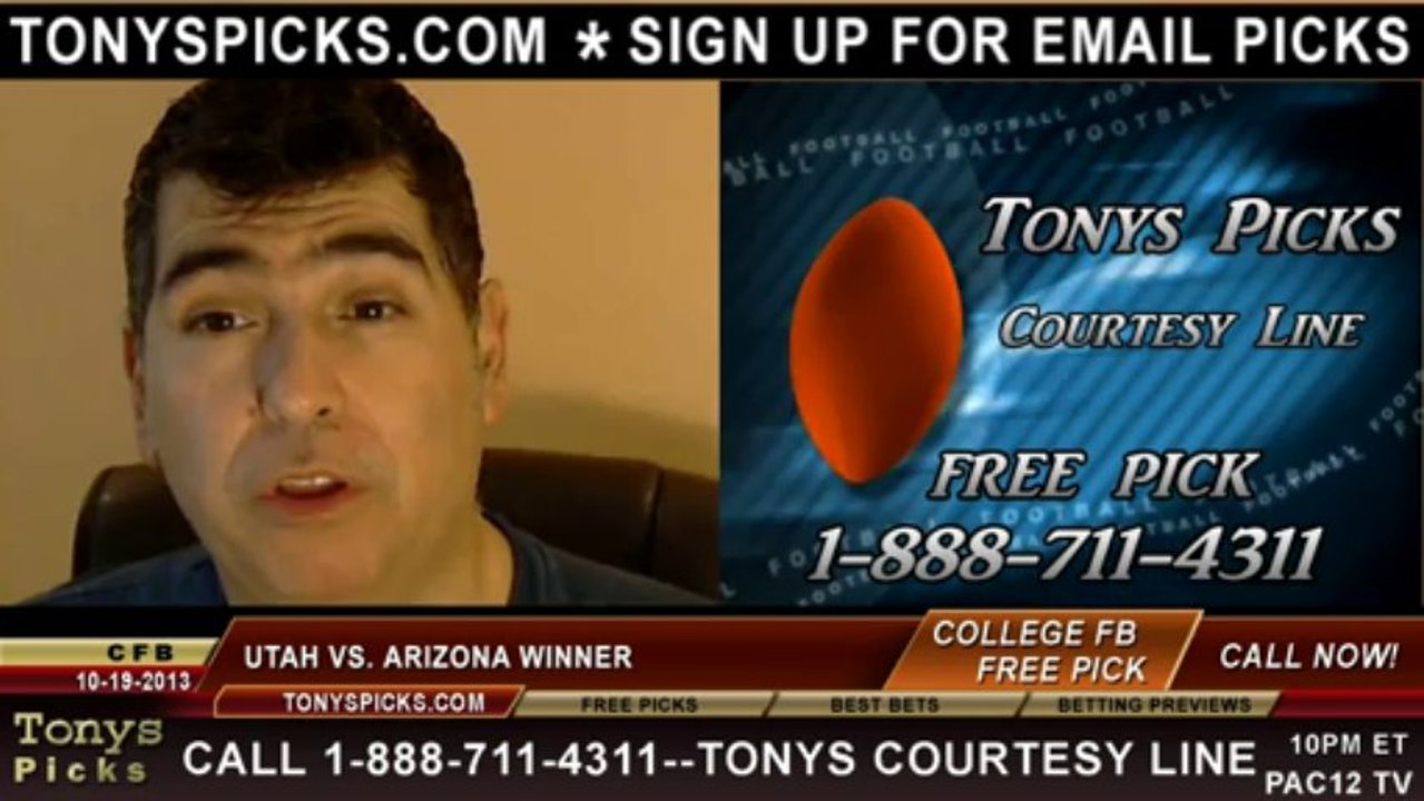 Arizona Wildcats vs. Utah Utes Pick Prediction NCAA College Football Point Spread Over Under Money Line Betting Odds Preview 10-19-2013
