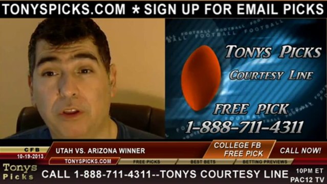 Arizona Wildcats vs. Utah Utes Pick Prediction NCAA College Football Point Spread Over Under Money Line Betting Odds Preview 10-19-2013