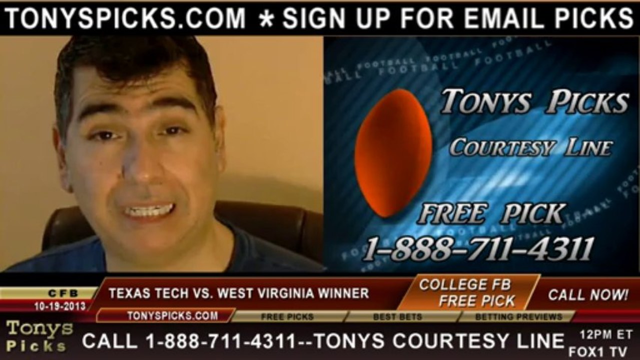 Texas Tech Red Raiders vs. West Virginia Mountaineers Pick Prediction NCAA College Football Odds Preview 10-19-2013
