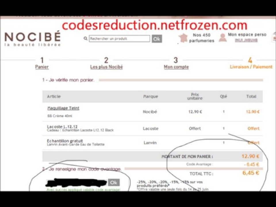 code reduction nocibe