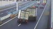 Swerving truck in China narrowly avoids disaster