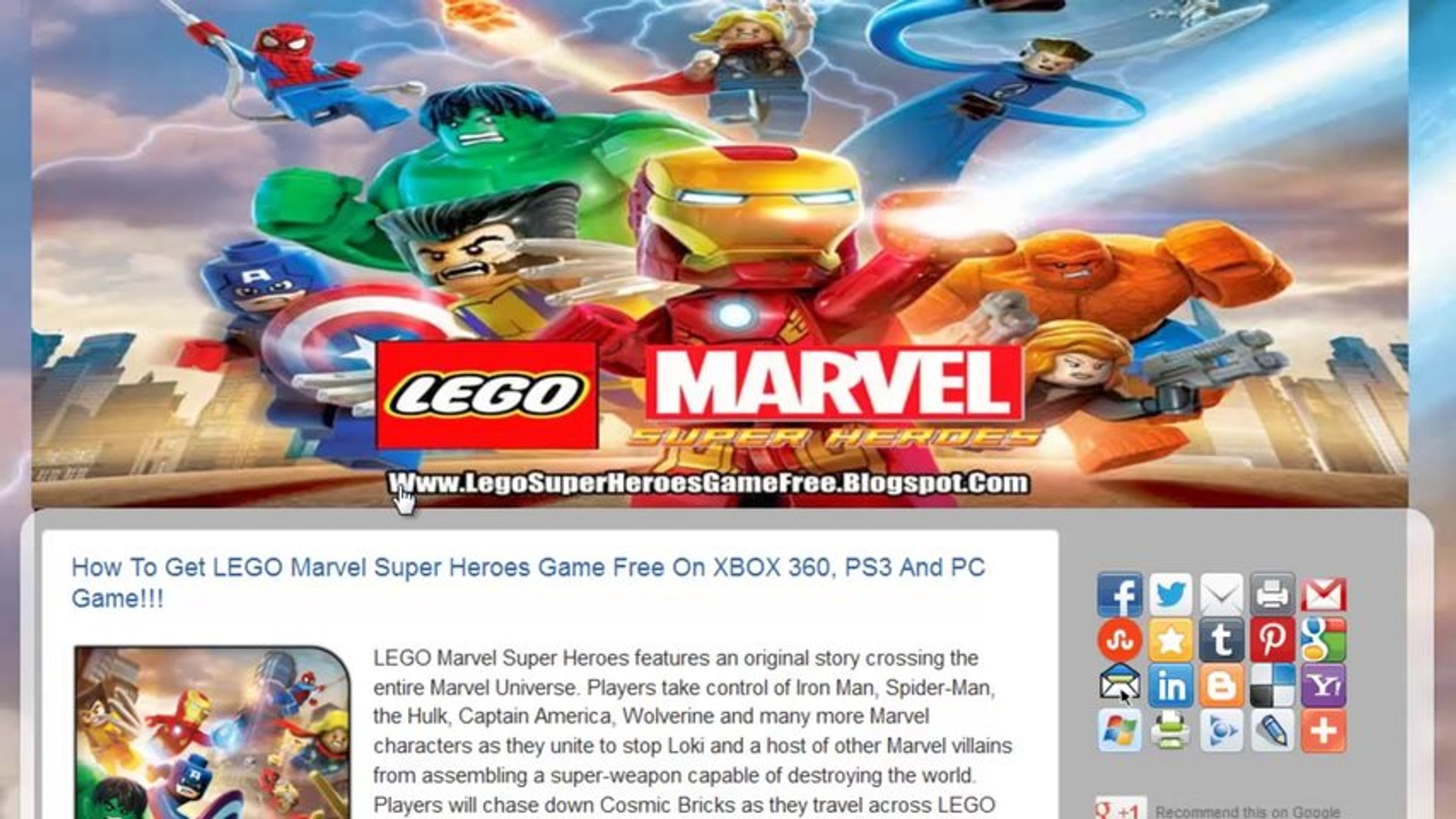 Get Free LEGO Marvel Super Heroes Game Crack - Xbox 360 / PS3 / PC - video  Dailymotion