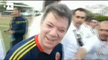 Presidentes de Bolívia e Colômbia se enfrentam em jogo de futebol.