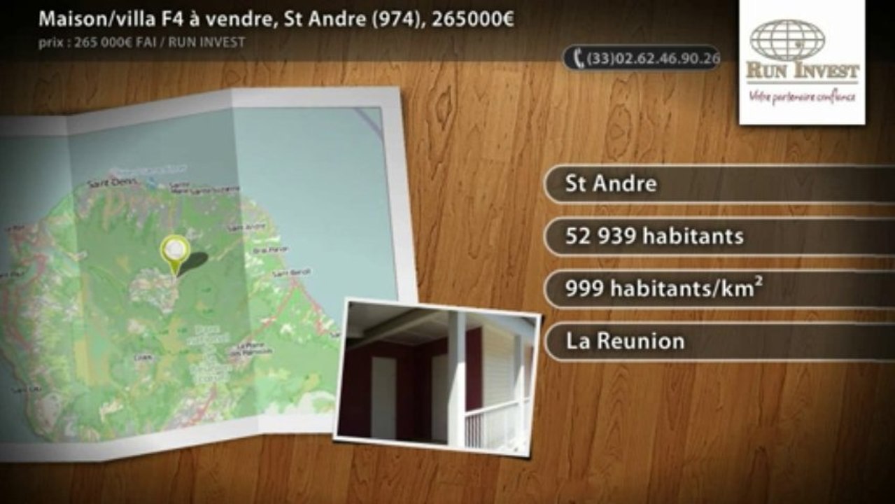 Maison/villa F4 à vendre, St Andre (974), 265000€