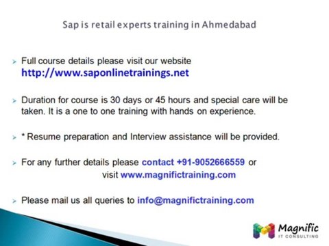Sap is retail experts training in Ahmedabad|sap is retail online training, sap is retail Interview Questions