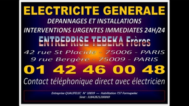 ELECTRICIEN PARIS 17eme 0142460048 ATISAN 75017