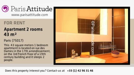 1 Bedroom Apartment for rent - Batignolles, Paris - Ref. 1340