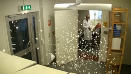 Prank of the day : Laboratory guy got blown by powerful wind