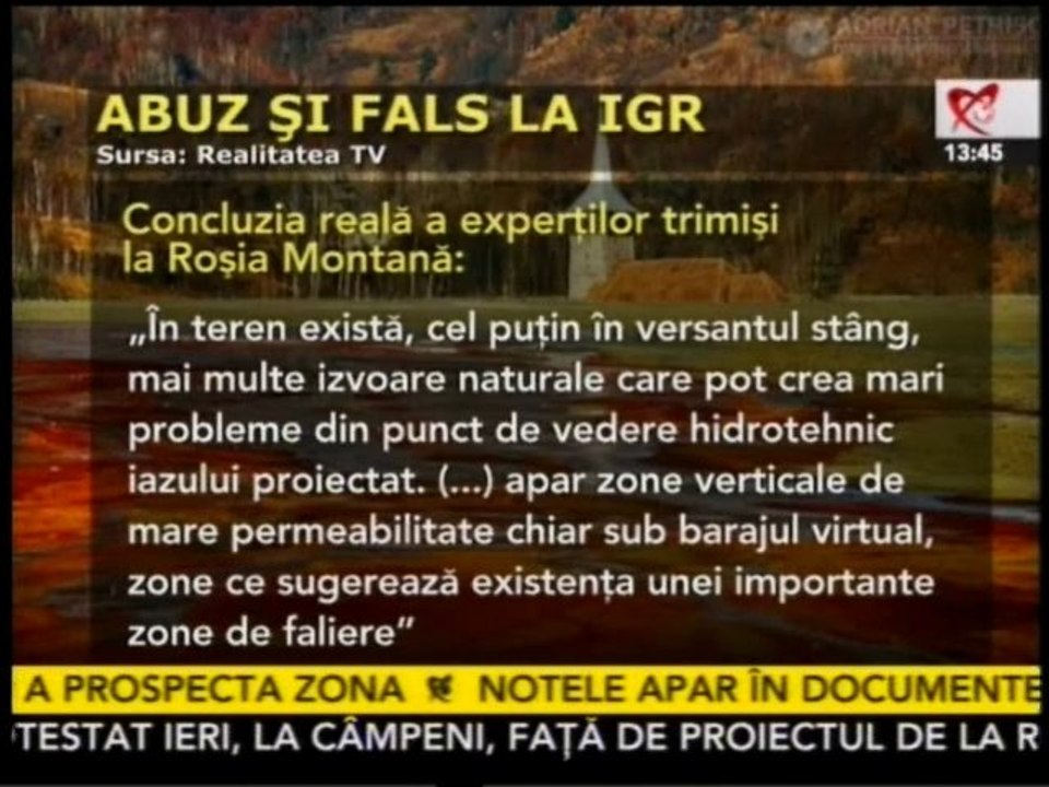 2/2: ROSIA MONTANA - AVIZ DE MEDIU ILEGAL PT RMGC – dezvaluiri la Realitatea TV