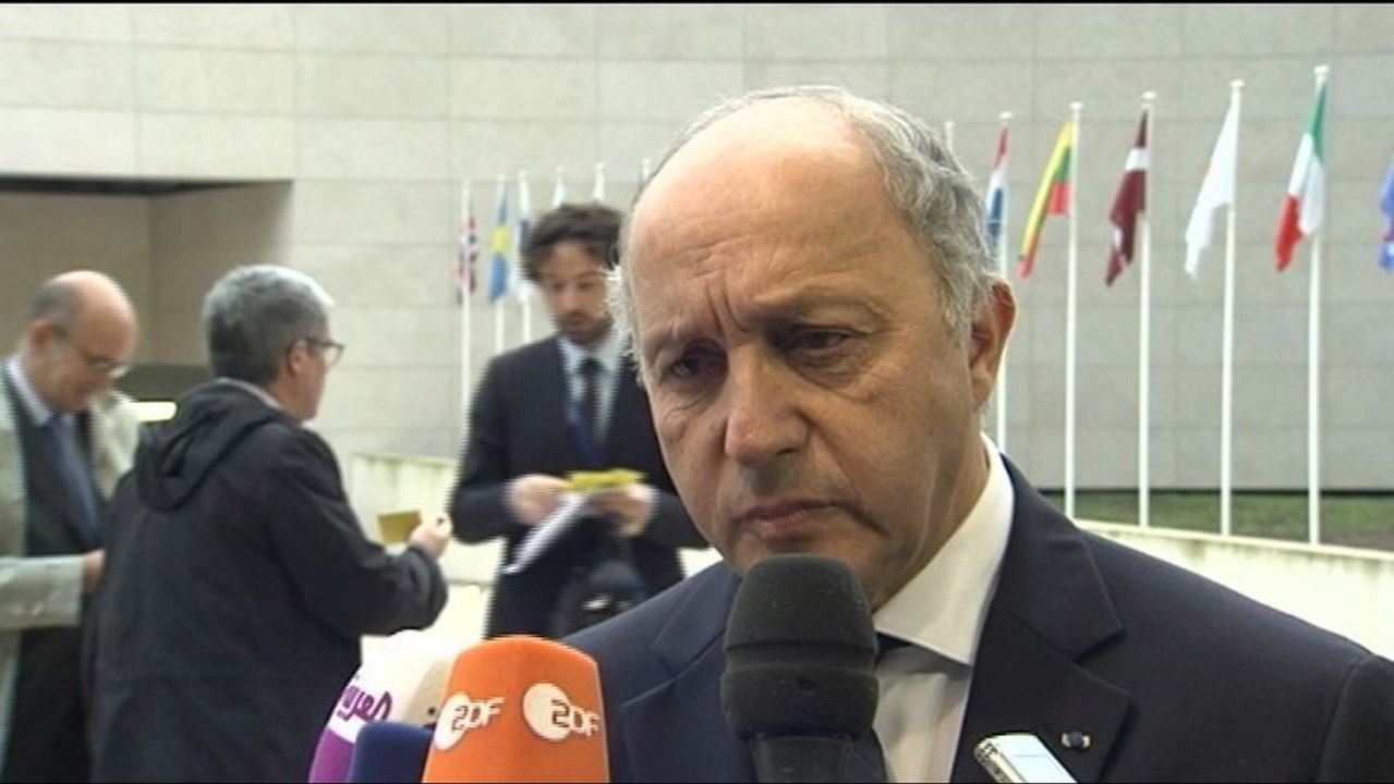 Réaction de Laurent Fabius à son arrivée au Conseil européen  (espionnage / NSA)