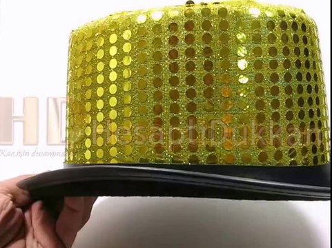 Sarı pullu silindir şapka Hesaplı Dükkan