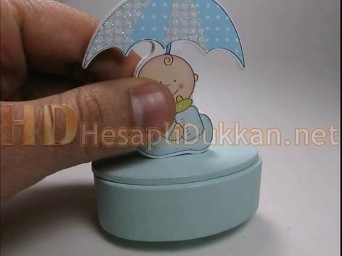 Şemsiyeli bebek erkek bebek şekeri kutusu Hesaplı Dükkan