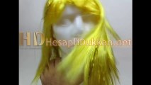Düz saç sarı peruk parti kostüm Hesaplı Dükkan