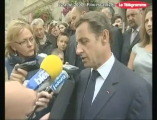 22 août 2007. Nicolas Sarkozy à Plouescat