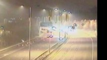 Shocking CCTV footage shows vehicles crashing into roadworks