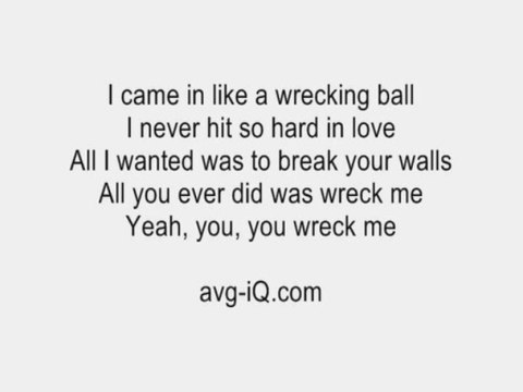 Wrecking Ball by Miley Cyrus acoustic guitar instrumental cover with onscreen lyrics