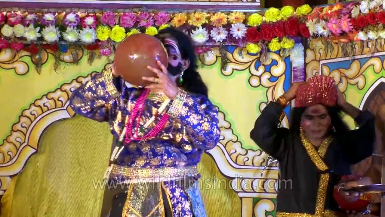 Kumbhkaran eats meat along with wine