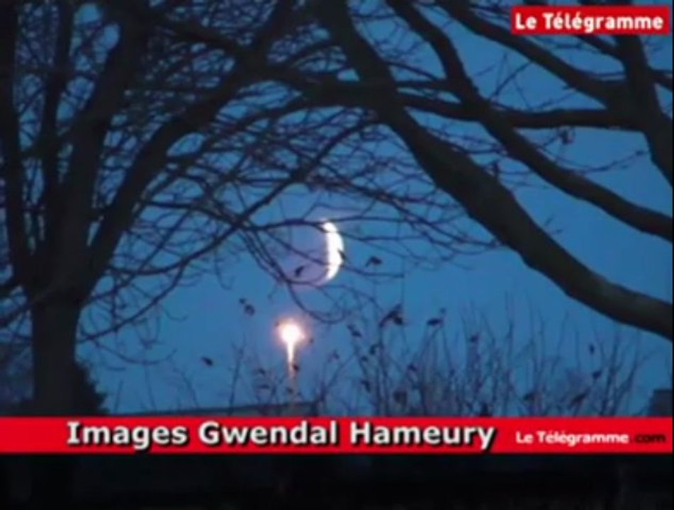 Trémuson (22). Quelques minutes avant l'éclipse de lune