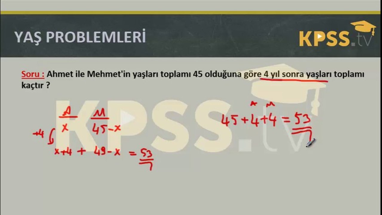KPSS Tv | Matematik - Yaş Problemleri Konu Anlatımı