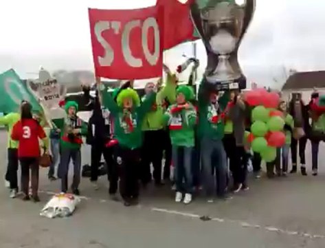 Locminé-PSG. Des centaines de supporters de la St Co ont quitté Locminé à 15 h en direction du Moustoir
