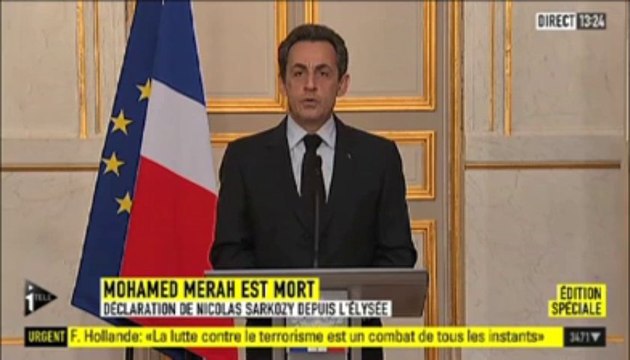 Tuerie de Toulouse. Les annonces de Nicolas Sarkozy après la mort de Mohamed Merah