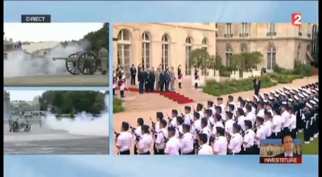Palais de l'Elysée. Les 21 coups de canons de la cérémonie d'investiture de François Hollande