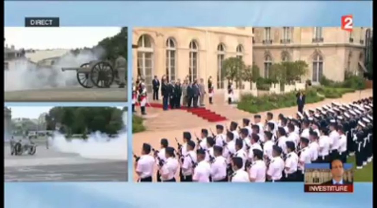 Palais de l'Elysée. Les 21 coups de canons de la cérémonie d'investiture de François Hollande