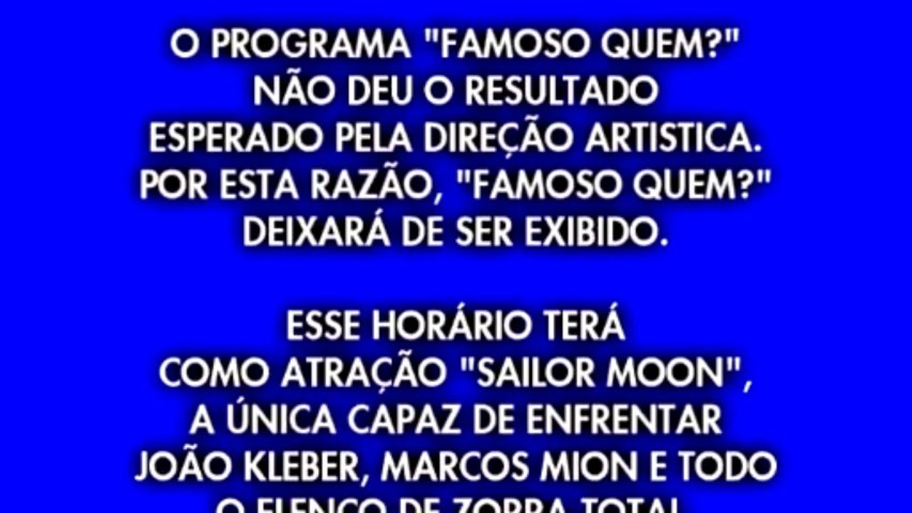 [FAKE] Aviso de cancelamento do Famoso Quem - SBT 2013