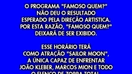 [FAKE] Aviso de cancelamento do Famoso Quem - SBT 2013
