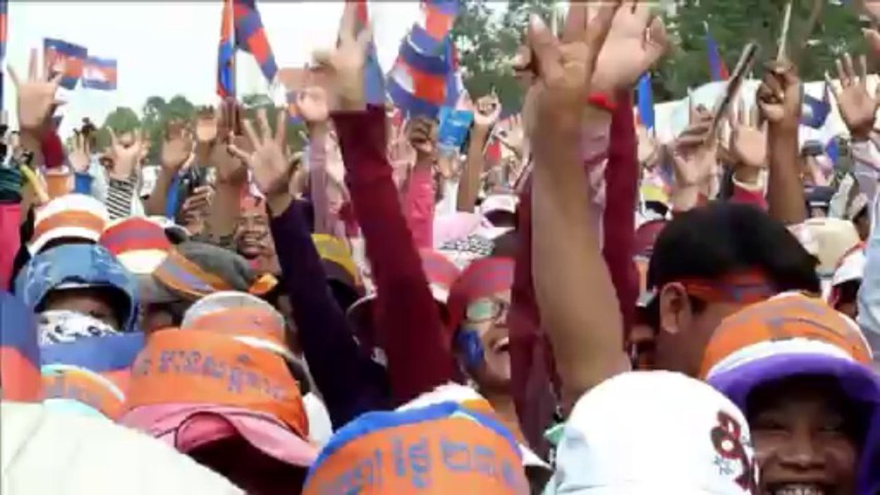 Cambodian opposition supporters protest disputed polls