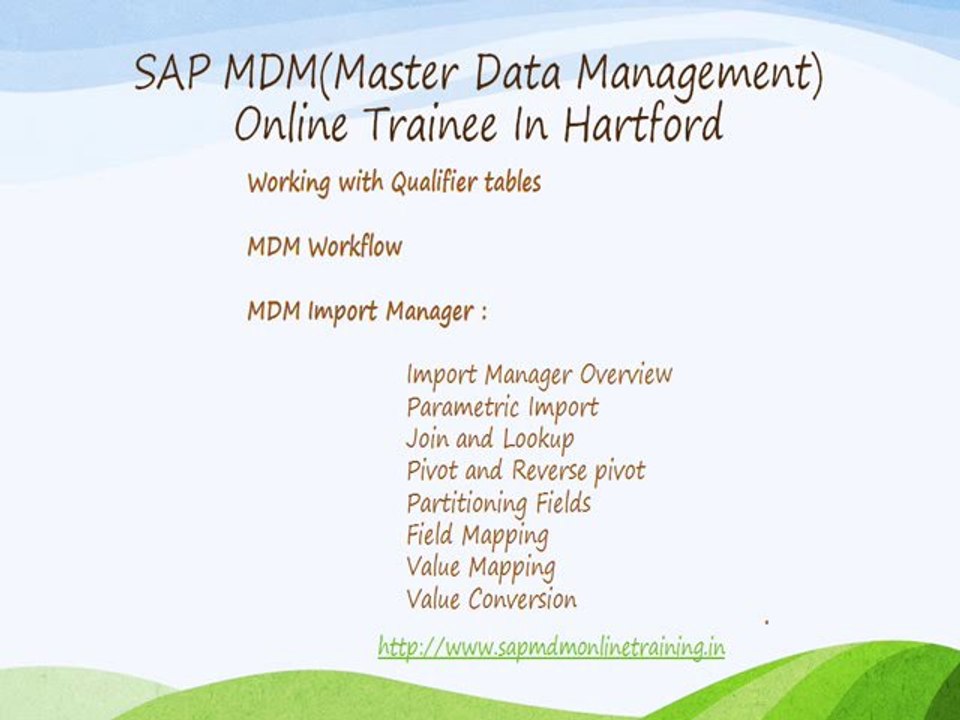 SAP MDM(Master Data Management) Online Trainee in Hartford