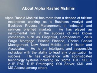 Alpha Rashid Mshihiri – A Proponent of Micro Investment For The Benefit of Developing Economies