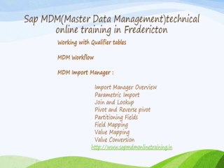 Sap MDM(Master Data Management)technical online training in Fredericton