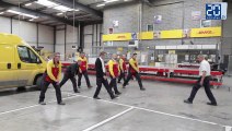 Echauffement collectif pour les salariés de DHL à Fretin (59)
