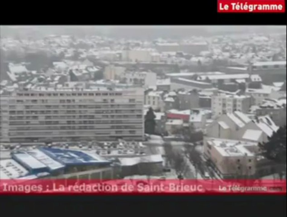 Saint-Brieuc. La neige vue de la Tour d'Armor