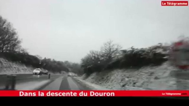 Morlaix-Lannion. Matinée de neige sur les routes