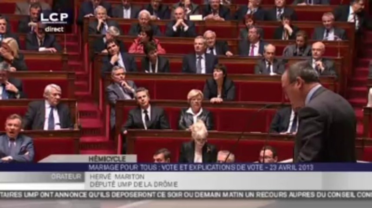 Mariage gay. Intervention de Hervé Mariton lors du vote à l'Assemblée Nationale