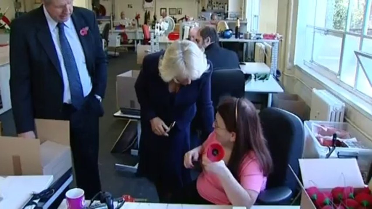 Duchess of Cornwall visits poppy factory