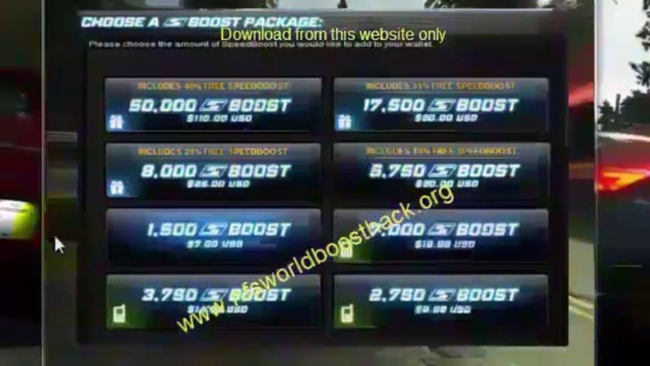 How to get free speed boost codes for nfs world HD