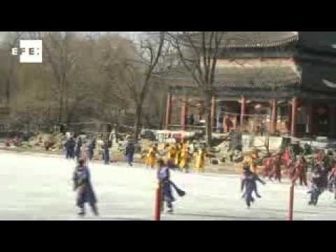 Qing dynasty ice skating games re-enacted for Chinese New Year.