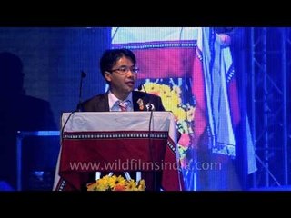 Armstrong Pomeii giving speech at the 50th NSUD Nite in Delhi