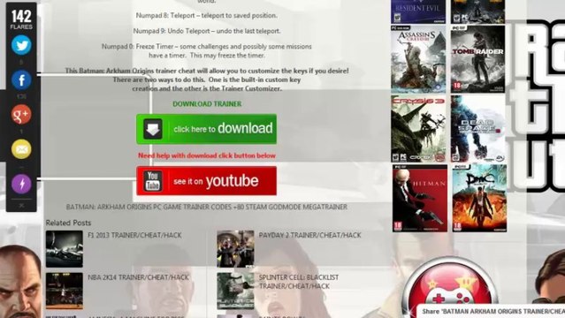 Batman Arkham Origins trainer + cheat engine full options - Pc Xbox360 PS3