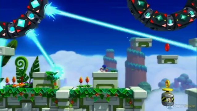 Soluce Sonic Lost World - Sky Road Zone 2 : 5 anneaux rouges / red star rings
