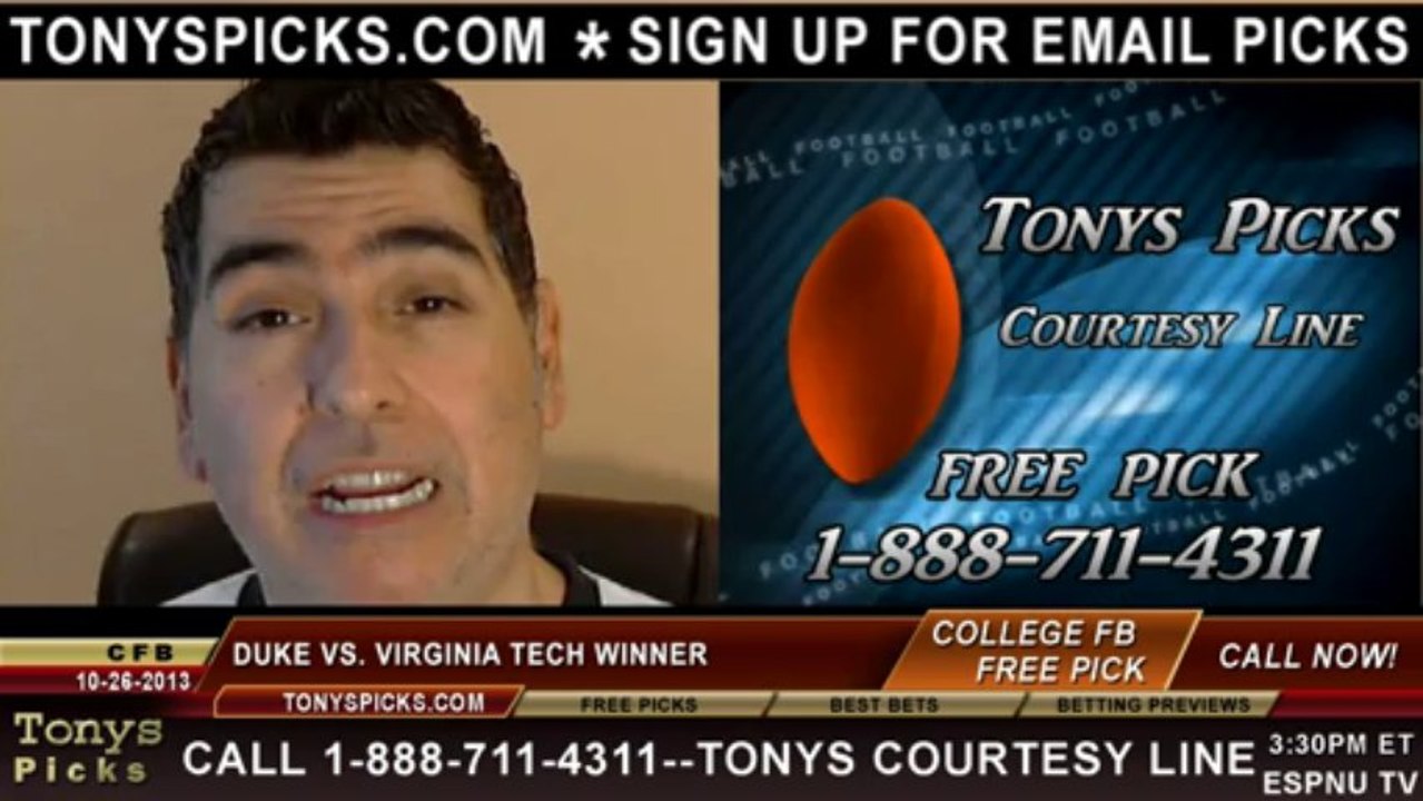 Virginia Tech Hokies vs. Duke Blue Devils Pick Prediction NCAA College Football Odds Preview 10-26-2013