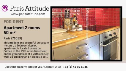 1 Bedroom Duplex for rent - Buttes Chaumont, Paris - Ref. 7275